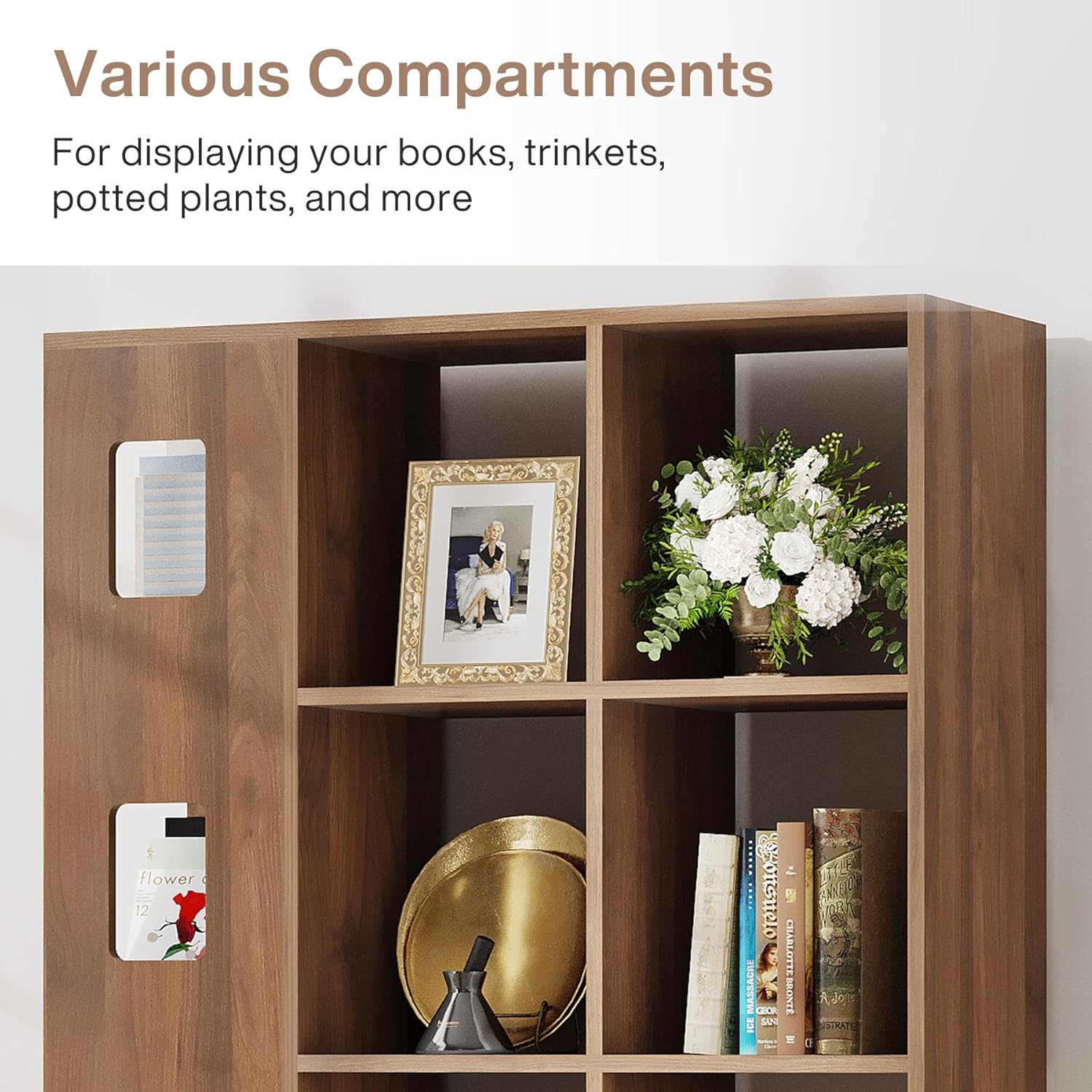 Tribesigns 15 Cube Bookcase, 5 Tier Wooden Storage Open Bookshelf, Freestanding Cube Storage Organizer Display Shelf for Living Room, Home Office, Bedroom (Brown)