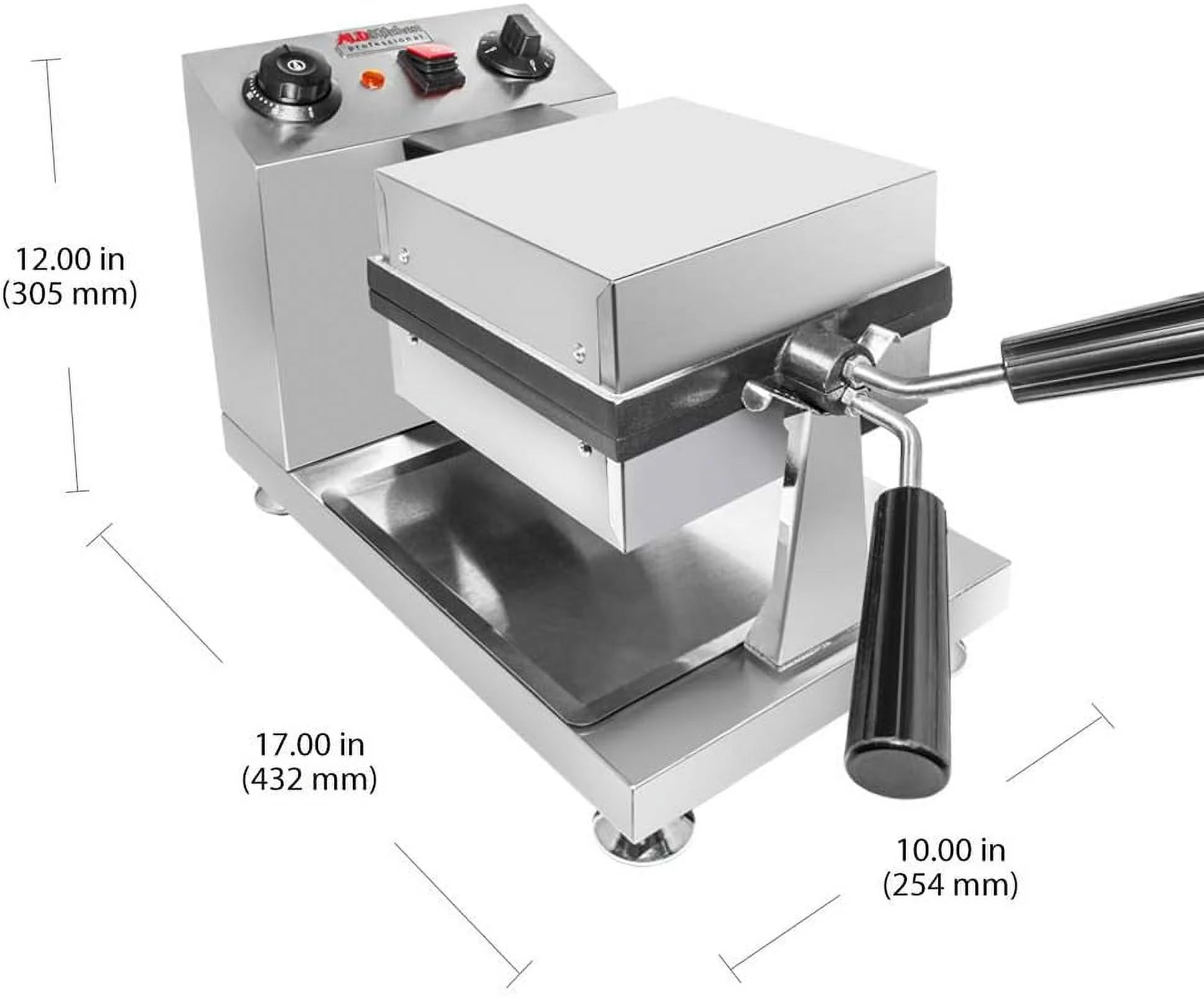 Bubble Waffle Maker | Stainless Steel Square Shaped Egg Waffle Iron With Manual Thermostat | Nonstick Coating | 1 Large Hong Kong Waffle | 110V | 1300W