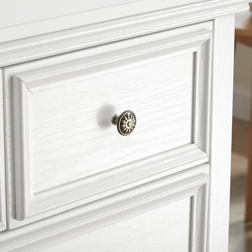 6 Drawer Dresser Chest with Slide Rails and Modern Metal Handles – Farmhouse & Modern Design, Wood Grain Tabletop, Anti-tipping Device, Multipurpose Storage Solution,White