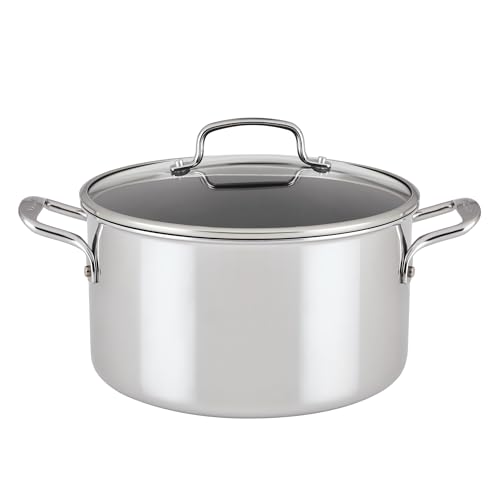 Circulon C1 Series Clad Stainless Steel with ScratchDefense Technology Cookware Nonstick Induction Stockpot with Lid, Metal Utensil Safe, 8 Quart - Polished Stainless Steel