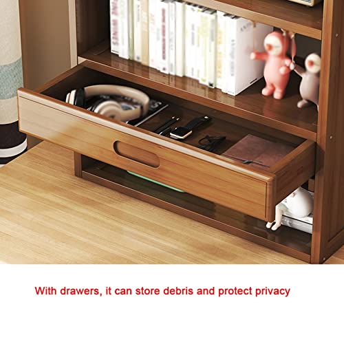 Storage Shelves 3-Tier Wooden Desktop Bookshelf with 1 Small Drawer Desktop Storage Rack Storage Rack Office Organization