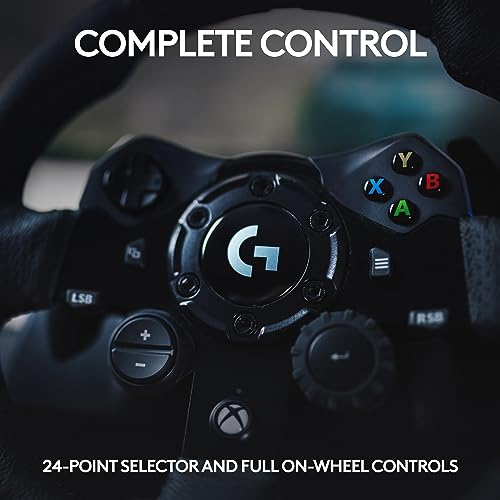 Logitech G923 Racing Wheel and Pedals, TRUEFORCE up to 1000 Hz Force Feedback, Gaming Steering Wheel PS5, PS4, PC, Mac, Genuine Leather- Black
