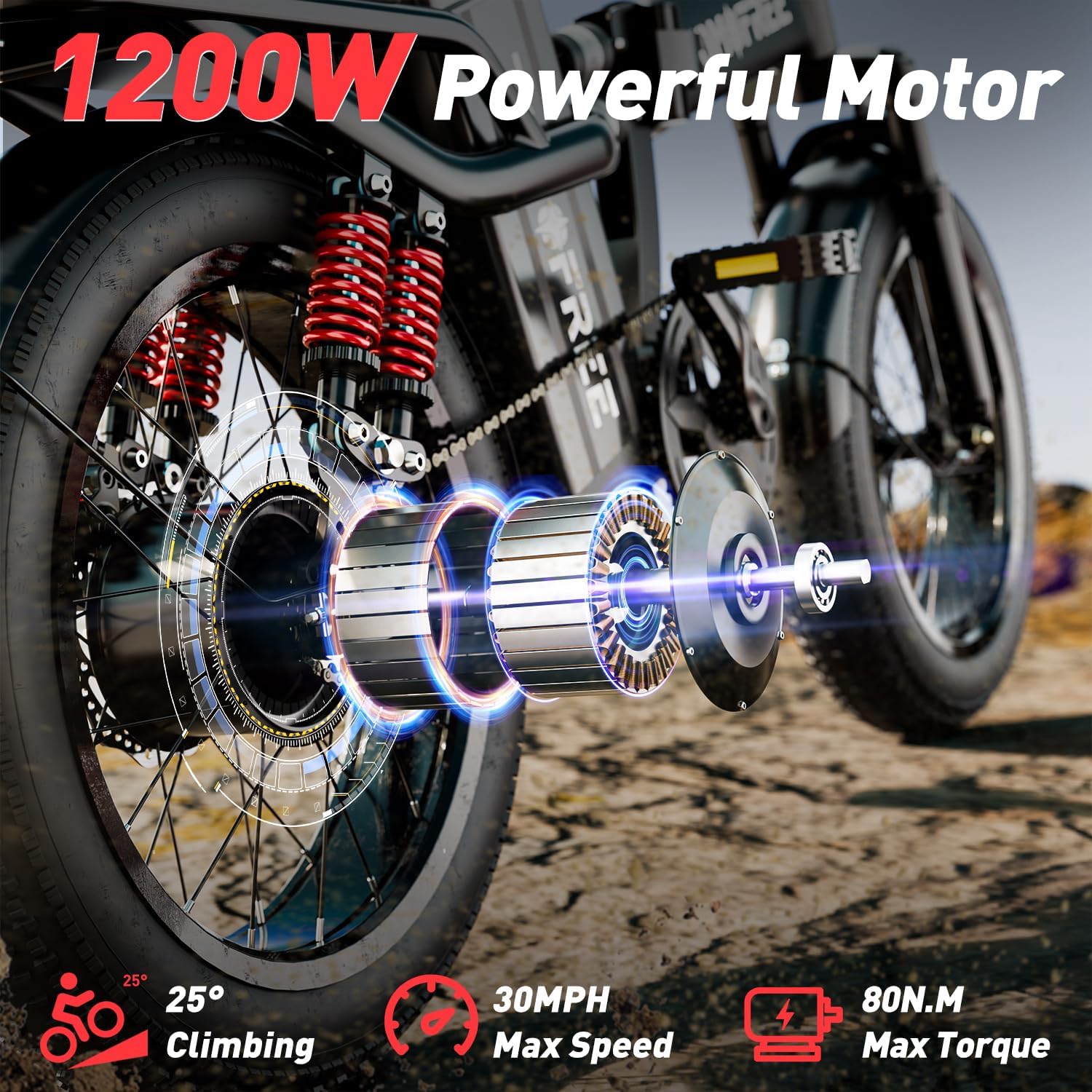 Tomofree Folding Electric Bike for Adults 30MPH 1200W EBike, 48V 20AH Removable Battery for Electric Bicycles, 40Miles Max Range, 10 Shock Absorbers, 16'' Tire Foldable E-Bike, City Commuter