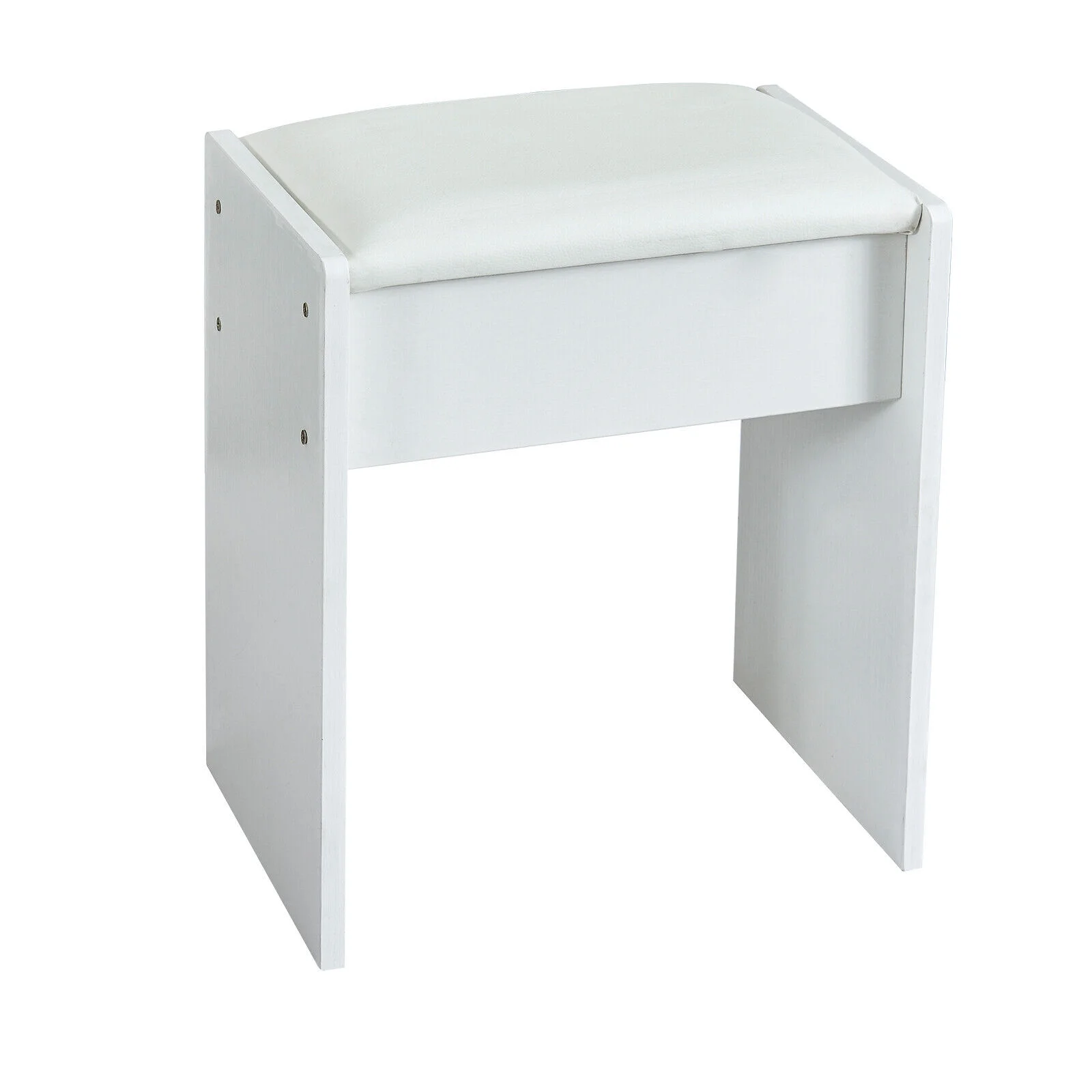 4 Drawers Makeup Vanity Desk with Power Outlet & Stool Mirror and 10 Bulbs Light