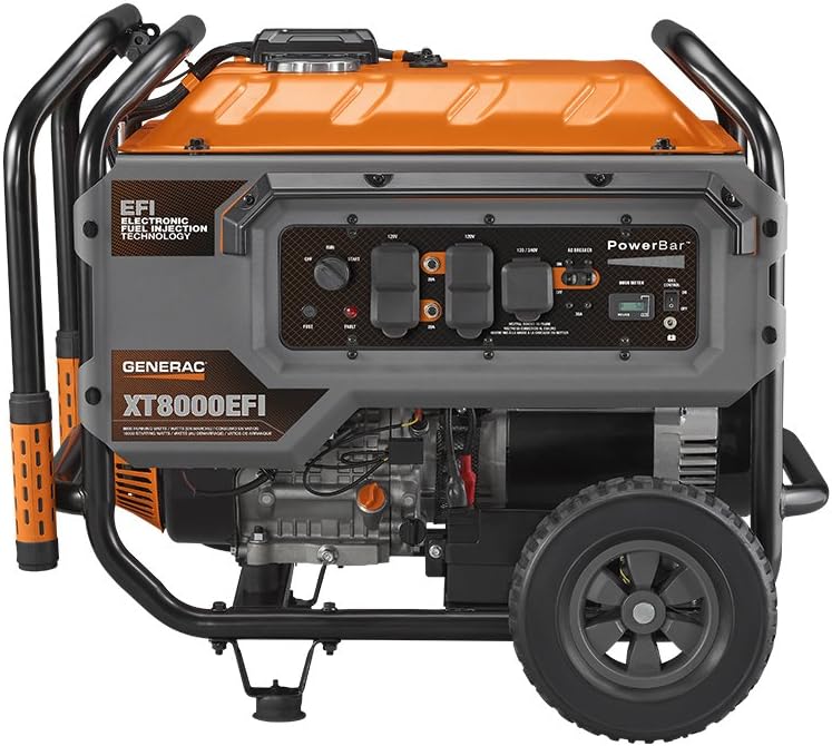 Generac 7162 8000 Watt Electronic Fuel Injection Portable Generator-EPA/CARB, Orange, Gray, Black Pack of 2