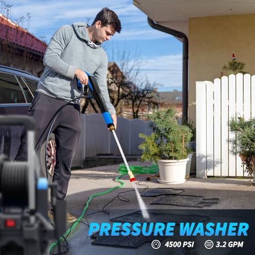 Electric Pressure Washer 4500 PSI Max 3.2 GPM,Power Washer with RC Adjustable Pressure,4 Nozzles and 500ml Foam Cannon,for Cars,Patios and Floor Cleaning