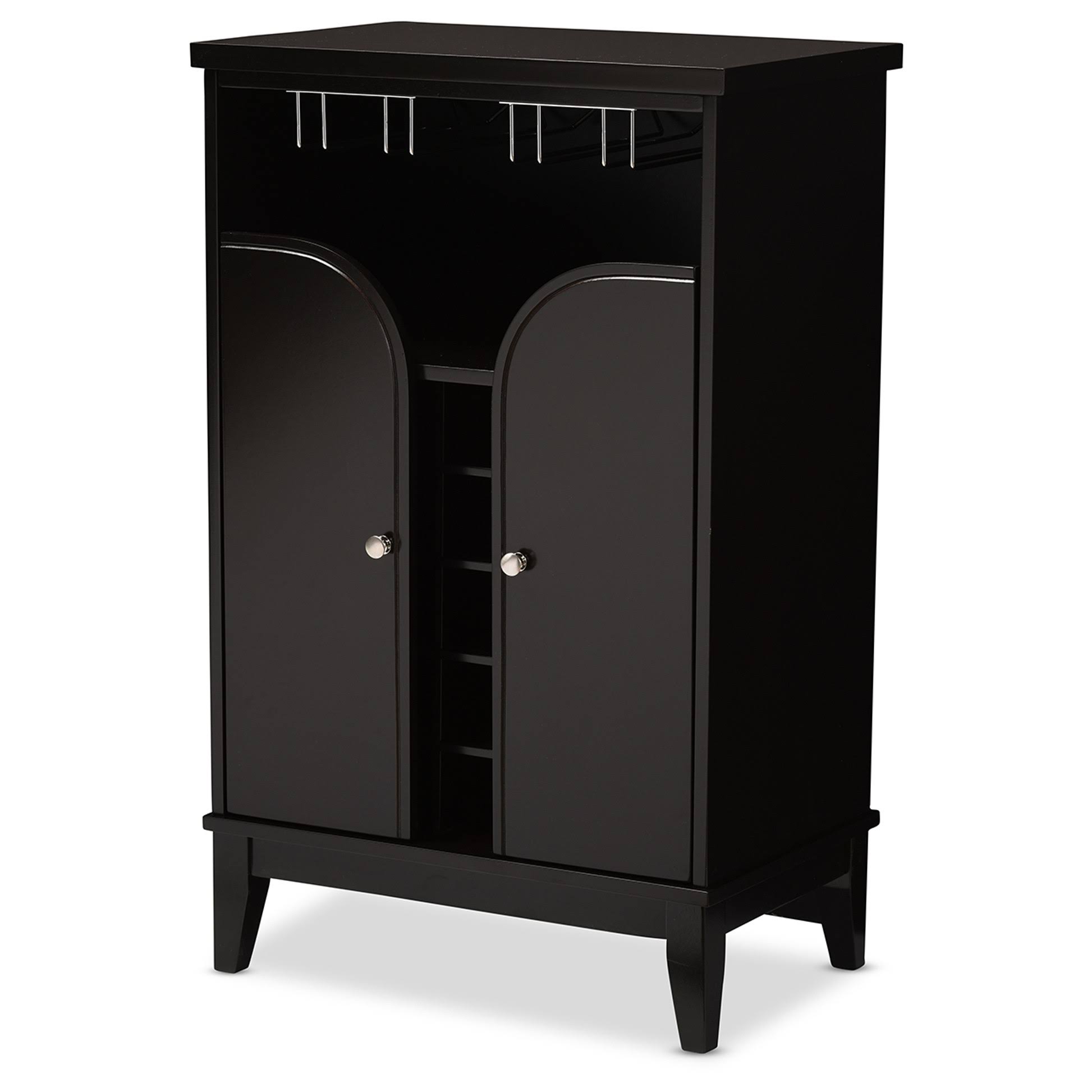 Baxton Studio Easton Modern and Contemporary Wood Dry Bar and Wine Cabinet, Dark Brown