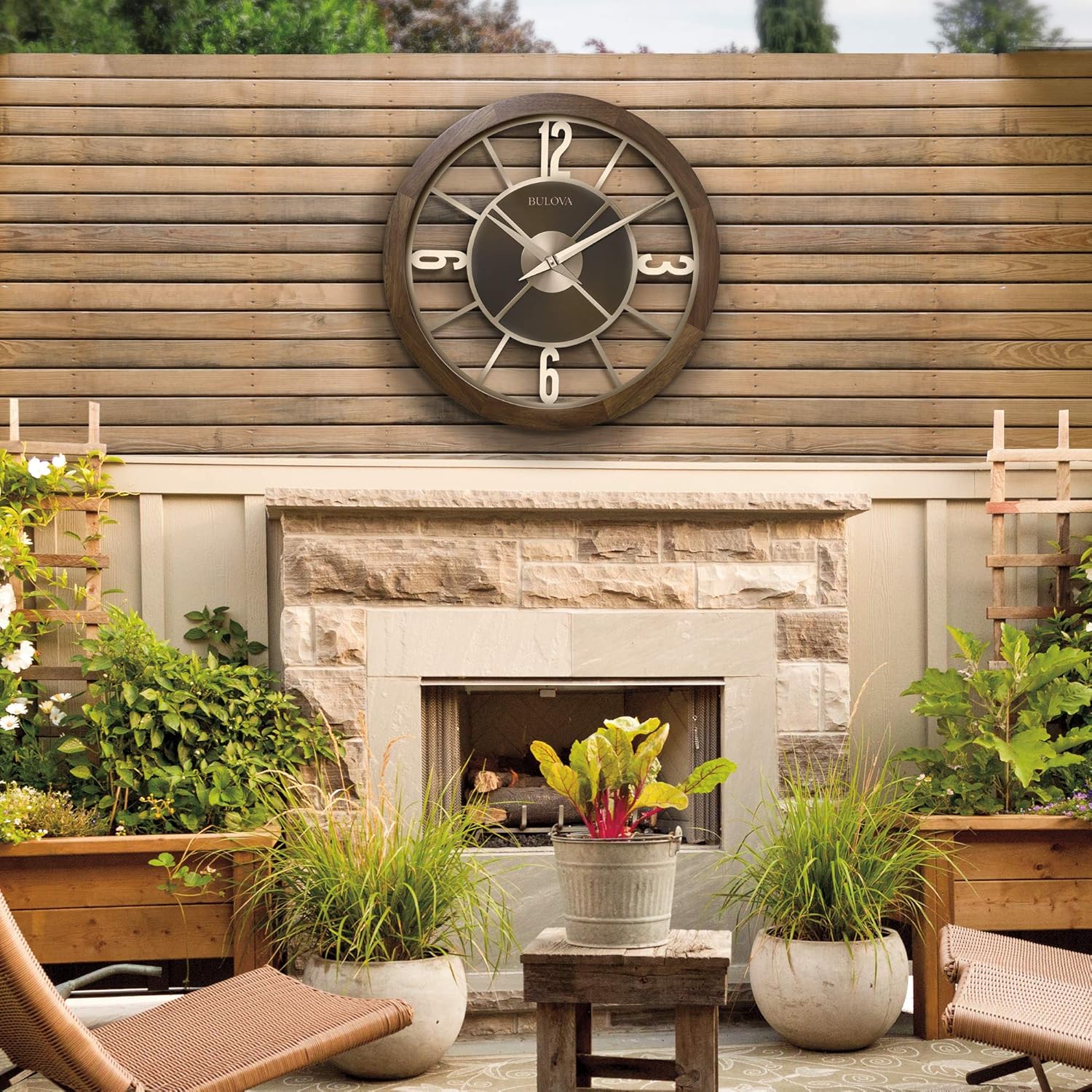 Bulova C4110 Sandpiper Outdoor/Indoor Bluetooth Wall Clock, Natural Wood