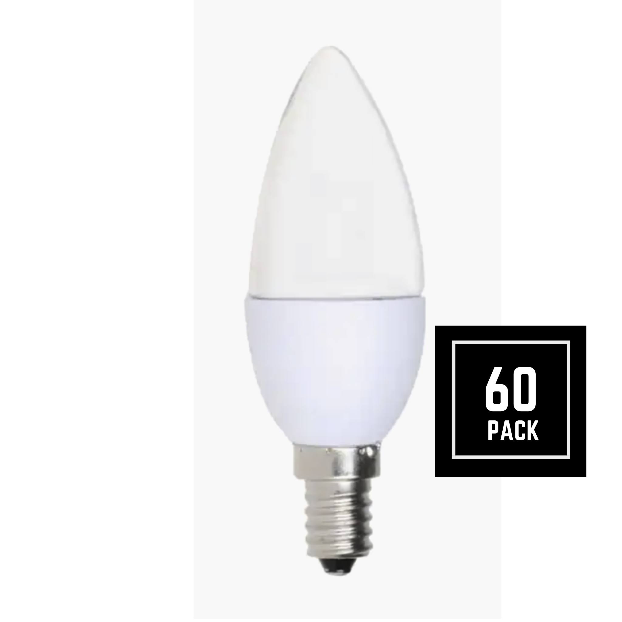 Simply Conserve L05CDL2700KC60 Light Bulbs, 5W (40w Equiv) Dimmable, Warm White, Quick Install 60-Count Contractor Pack Candelab