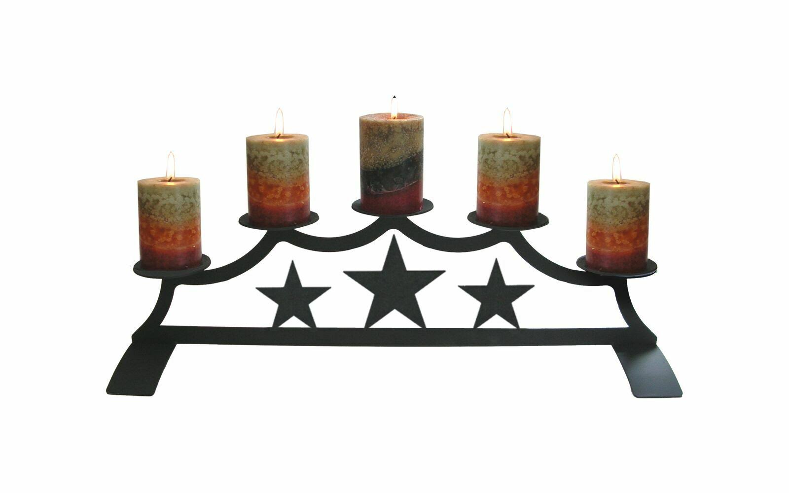 Wrought Iron Fireplace Pillar Candle Holder Pinecone