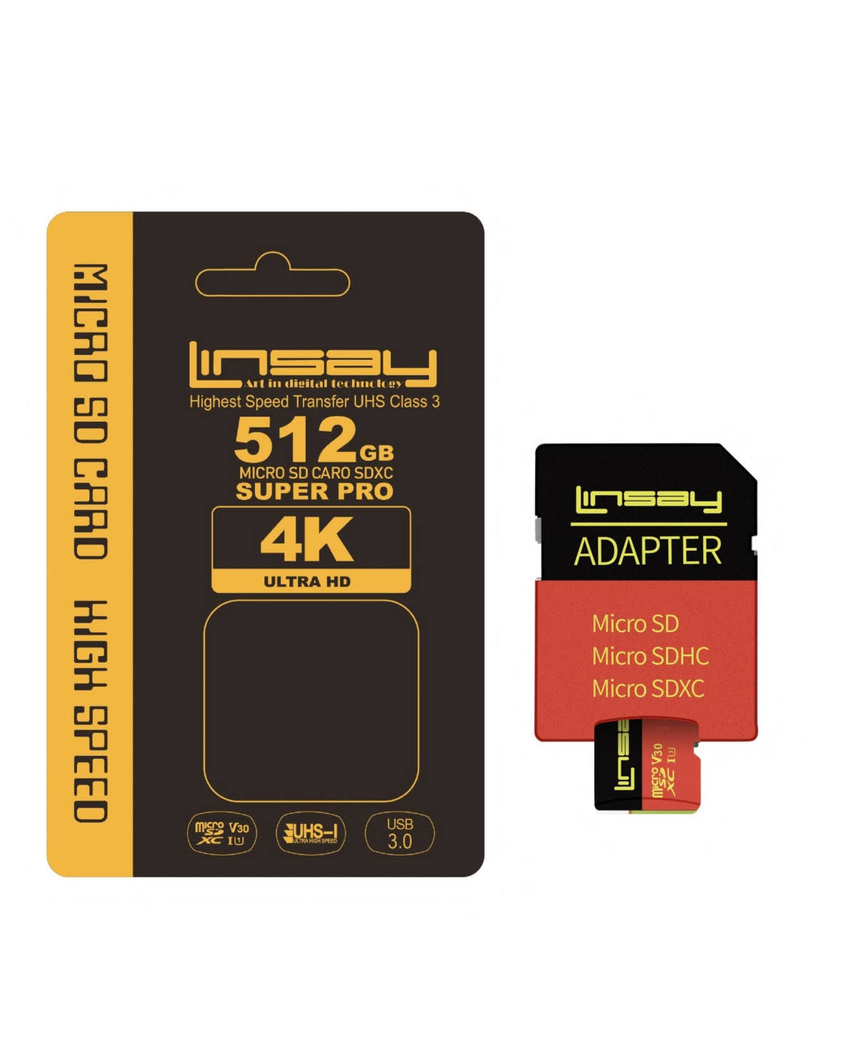 Linsay High Speed Micro SD Card 512gb V30 4K Ultra HD