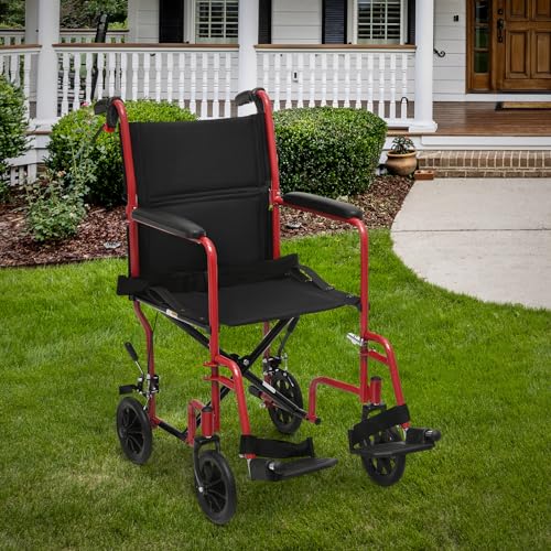 Magshion Wheelchairs for Adults with Swing-Away Footrest and Flip Back Backest Foldable Lightweight 16 inch Wide Seat Wheel Chair for Storage and Travel Use, 300 lbs