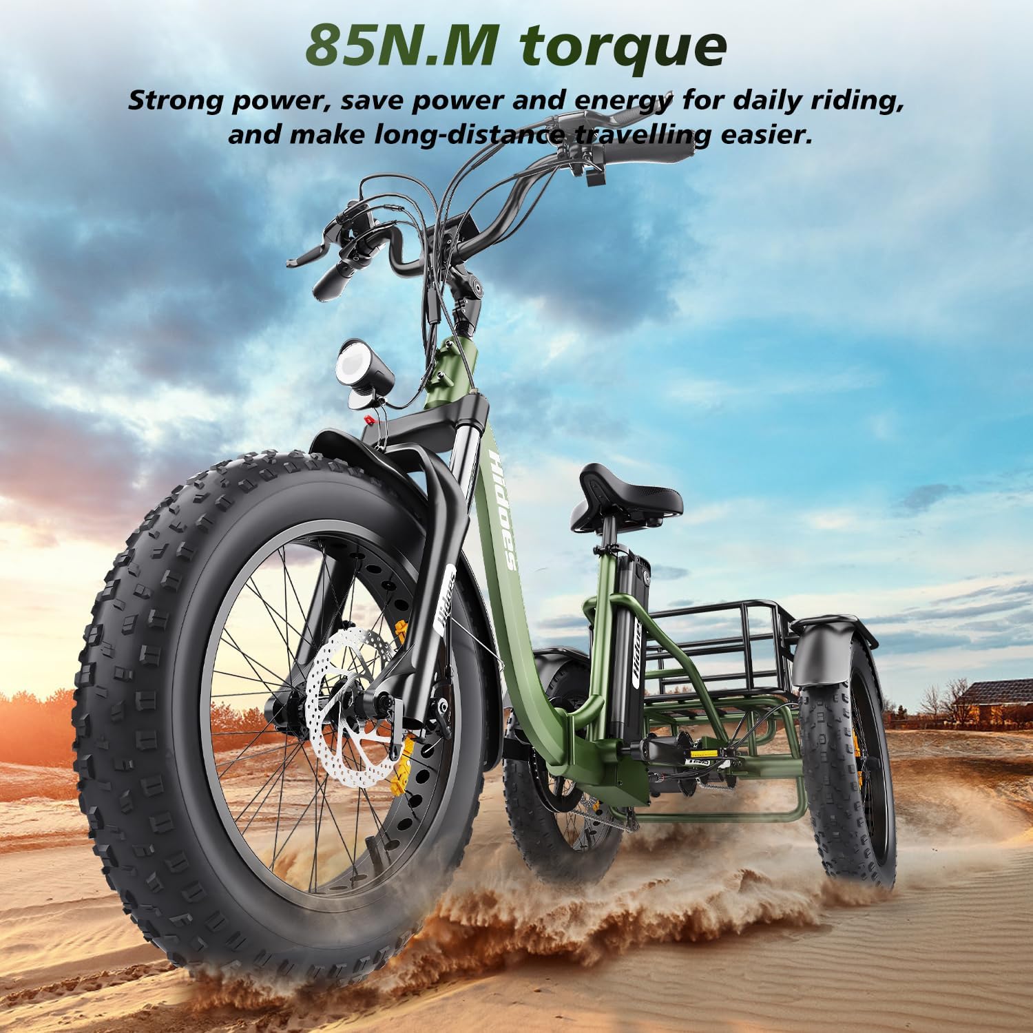 Hidoes Electric Tricycle for Adults, 1000W (Peak) - 20"X 4.0" Fat Tire Electric Trike, 48V 20Ah Removable 65 Miles Electric Trike for Adults, MAX 330LBS 7 Speed Folding Triciclo Eléctrico Para Adultos