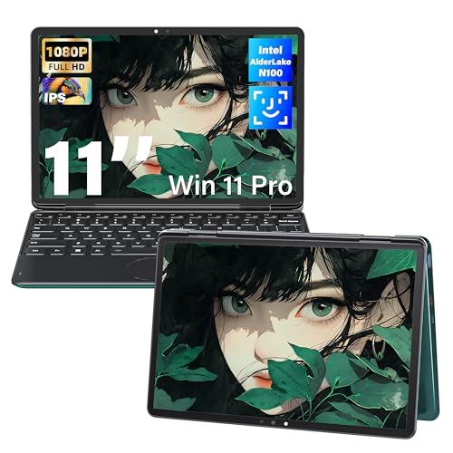 11" Convertible 2-in-1 Touchscreen Laptop, in tel N100,16GB RAM,1T SSD,FHD 1920 * 1200 IPS,Win 11 Pro PC,Backlit Keyboard, WiFi,USB-C,HDMI,Oval Trackpad,Lightweight for Business&Students