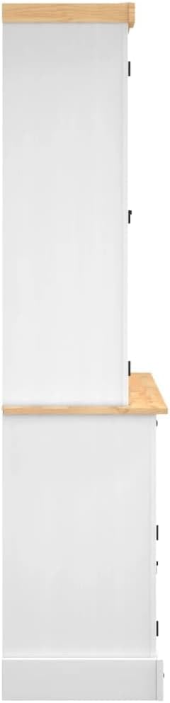 Kitchen Pantry Storage Cabinet, Freestanding Hutch Cabinet Buffet Cupboard, Utility Pantry with 3 Drawers and 6 Doors, Tall Kitchen Cabinet for Dining Room, White 44.1"x16.9"x77.2"