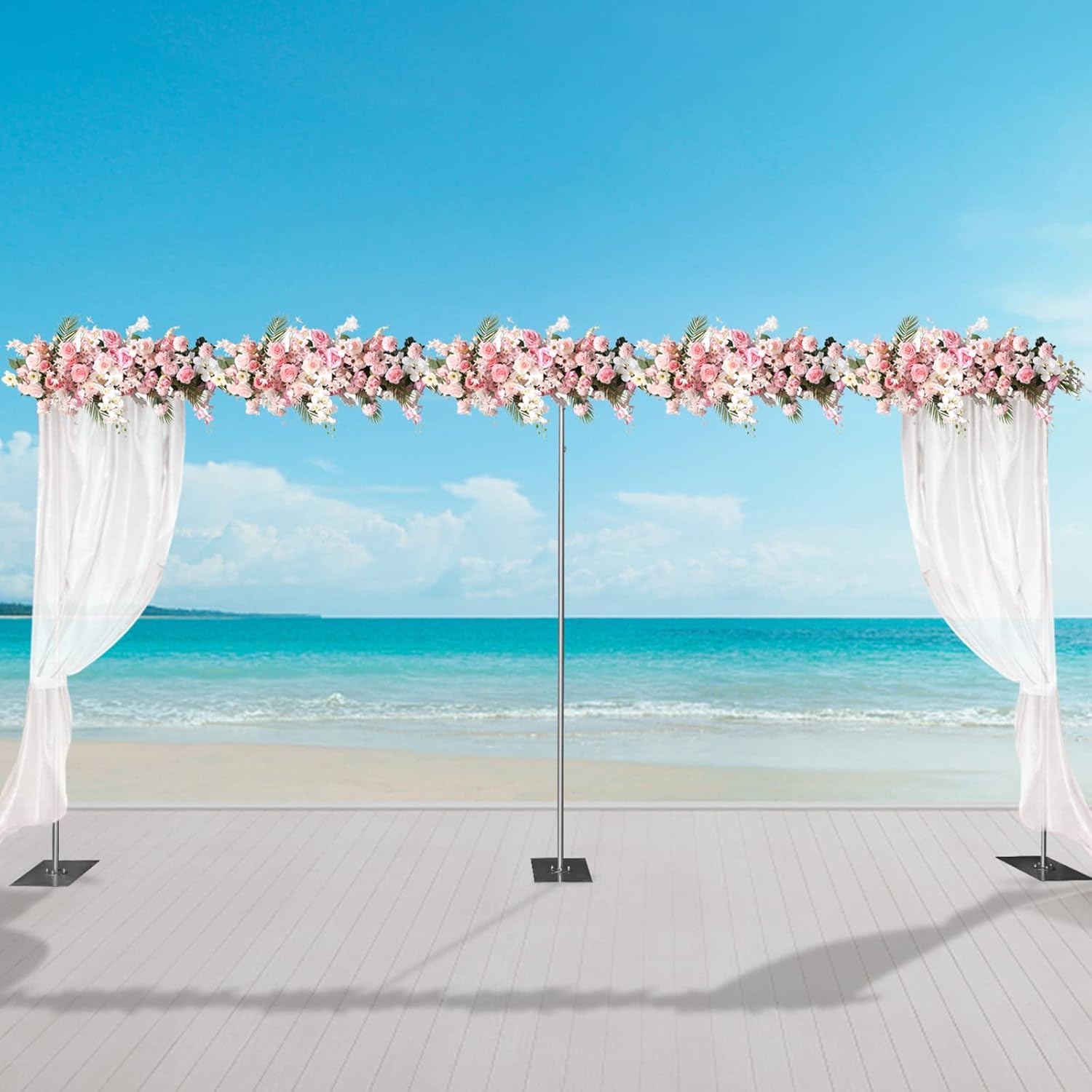 10 x 20ft Pipe and Drape Backdrop Stand Kit, Heavy Duty Stand with Metal Steel Base Adjustable Photography Background Frame for Parties, Photo Video Studio, Wedding