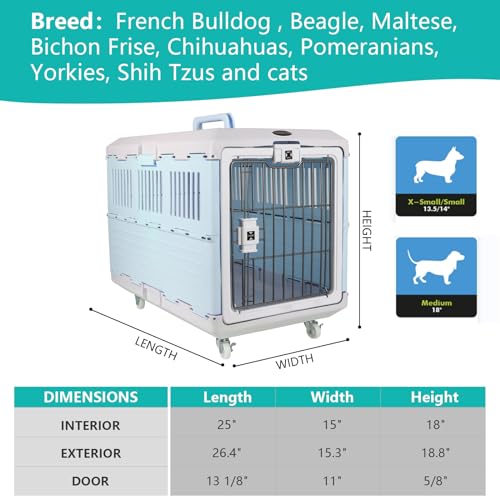 Collapsible Pet Carrier 27" with Wheels and Straps, Portable Kennel Travel Cage, Dog Crate 360-Degree Ventilation for Small and Medium Cats and Dogs(Pink)