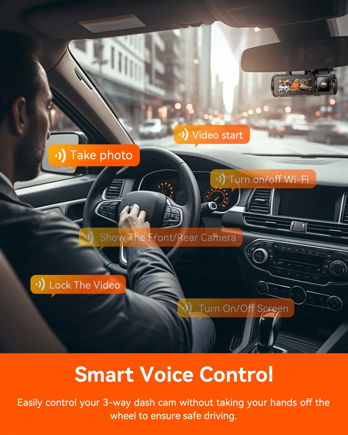 Vantrue N4 Pro 3 Channel 4K WiFi Dash Cam, STARVIS 2 IMX678 Night Vision, 4K+1080P+1080P Front Inside and Rear Triple Car Camera, Voice Control, GPS, 4K HDR, 24 Hours Parking Mode, Support 512GB Max