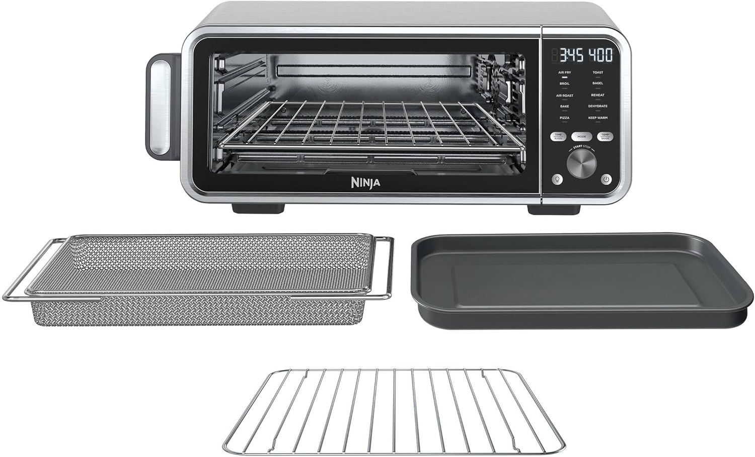 Ninja FT205CO Digital Air Fry Pro Countertop 10-in-1 Oven w/Extended Height, XL Capacity, Flip Up & Away Storage, with Air Fry Basket, Sheet Pan, Broil Rack, Wire Rack & Crumb Tray, Silver (Renewed)