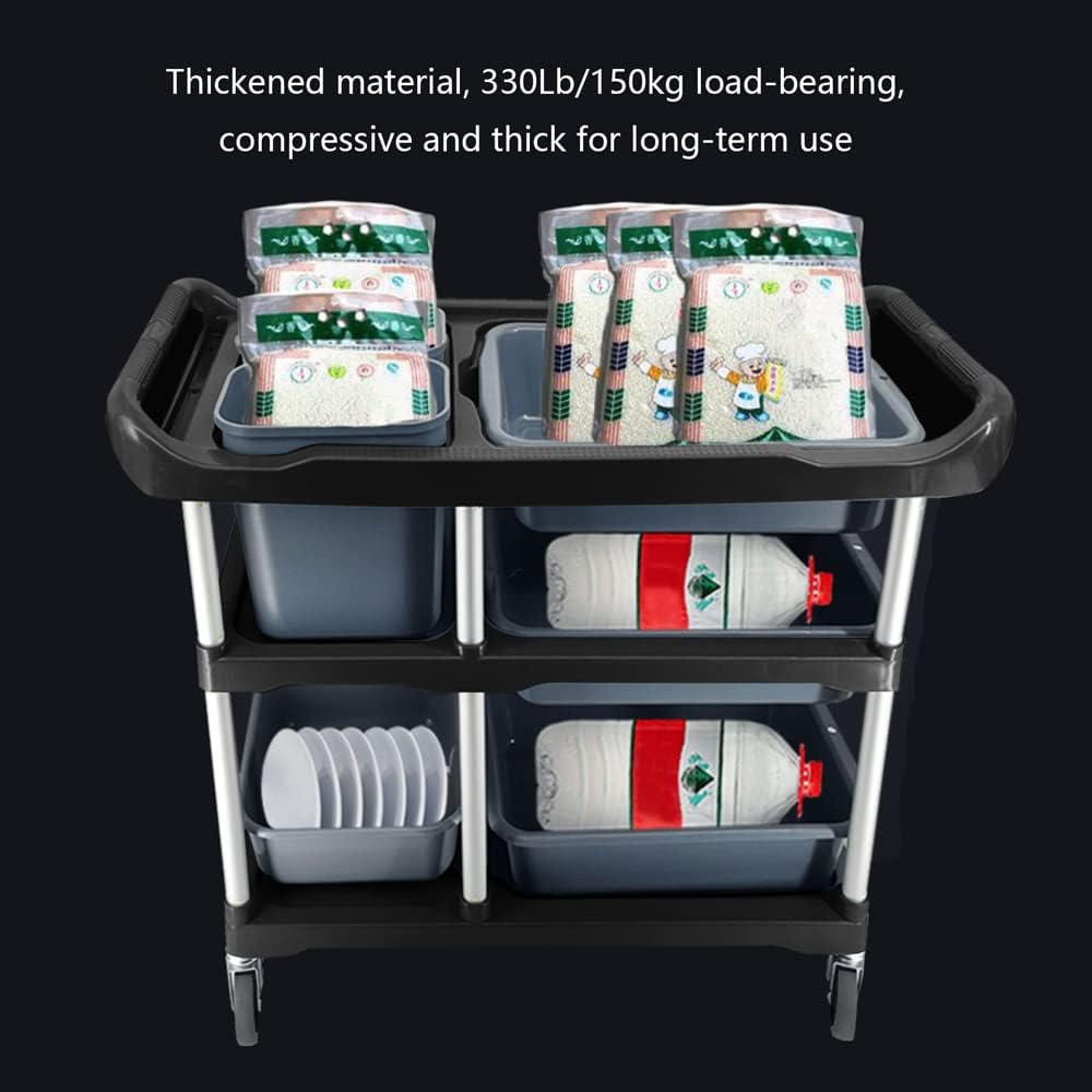 Storage Cart 3 Tier Heavy Duty Commercial Grade Utility Cart,Carts with Wheels,Multi-Function Mobile Shelving Unit Organizer for Hotel,Restaurant,Kitchen, Bedroom,Laundry Room (Size : 41"x37")
