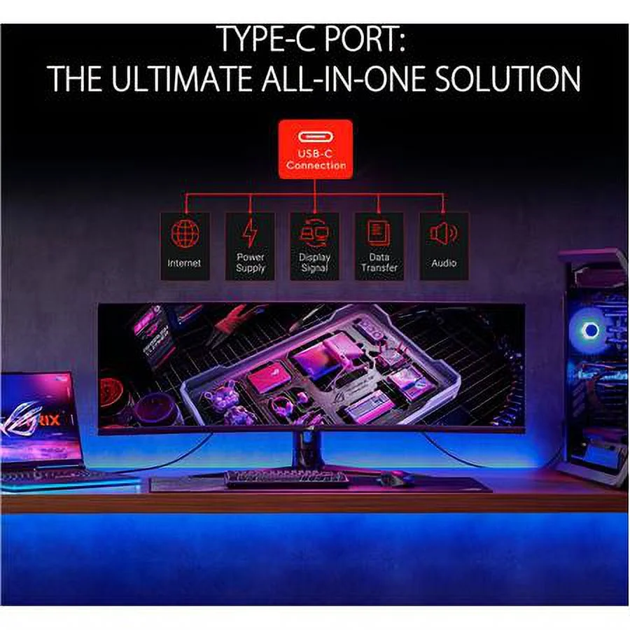 ASUS ROG Strix 49" Ultra-wide Curved HDR Gaming Monitor (XG49WCR) - Dual QHD 32:9 (5120 x 1440), 165Hz, Extreme Low Motion Blur Sync, USB-C, RJ45, DisplayHDR400, 90% DCI-P3, Dual Input KVM Switch