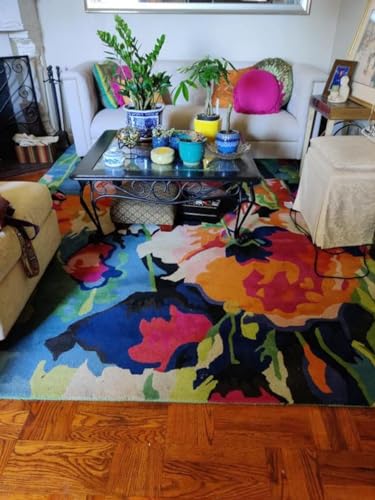 Hand Tufted Floral Area Rug, New Zealand Woolen Carpet for Living Room, Bedroom, Dining Room and Hall (8 x 10 Feet, Multicolor)