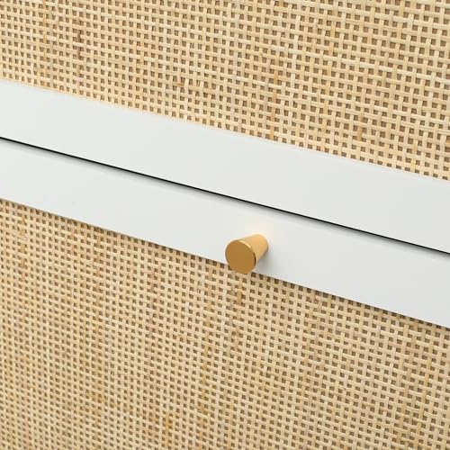 Natural Rattan Cabinet, Narrow Shoe Storage Cabinet with 3 Flip Drawers Hidden, Freestanding Entryway Storage Unit Console Table for Entryway Slim, Hallway,Natural