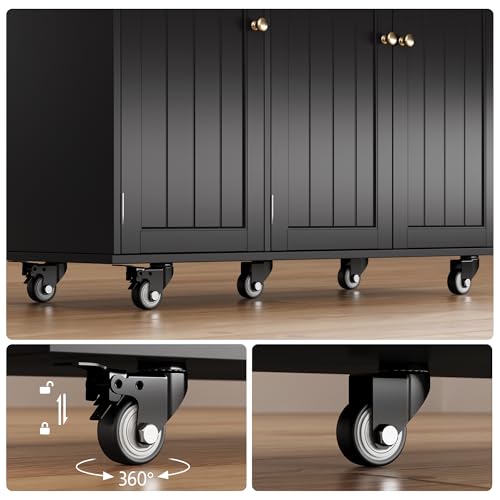 Ahomly Kitchen Island with Storage, Island Table for Kitchen with Drop Leaf, 5 Wheels, Interal Storage Rack, a Drawer, Spicy Rack and Towel Bar, Sufficient Countertop Space and Storage, White