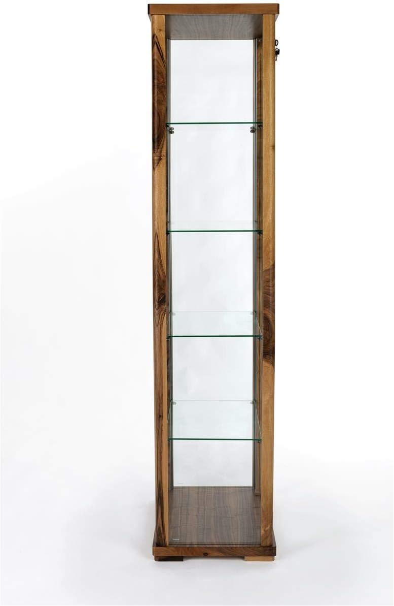 Displays2go Full Glass Narrow Curio Cabinet with Locking Doors �C Walnut (DCKDWDWN24)