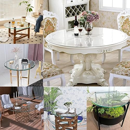 SAGIDAR Round Tempered Glass, Clear Table Top, Round Glass Table Top, Clear Glass High Gloss, Glass Tops for Dining Room Table, Clear Glass Easy to Clean, 19IN 24IN 28IN 32IN 39IN