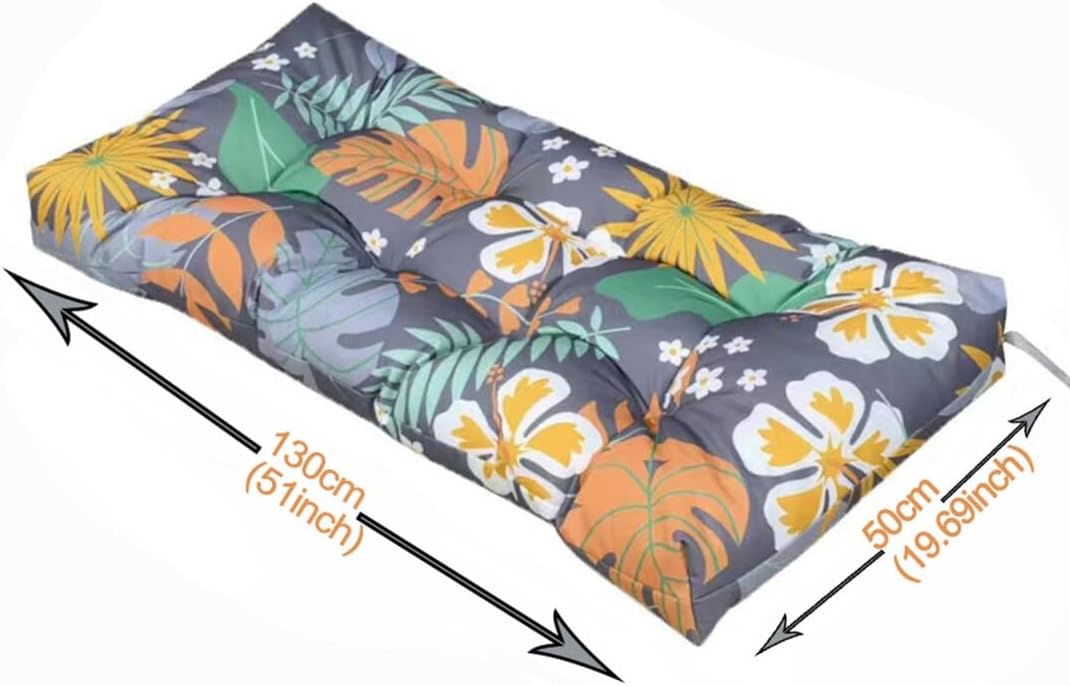Outdoor Waterproof Bench Cushion, 51x19in Swing Garden Bench Seat Cushion, Swing Chair Replacement Seat Pads Cushion for Lounger Garden Furniture Patio Bench