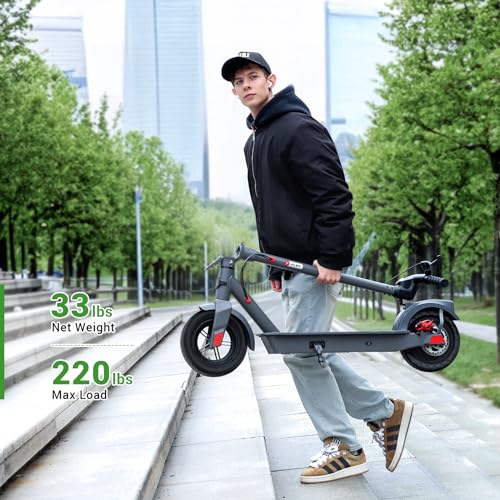 TST Electric Scooter for Adults, 19 Mph Foldable E Scooter, Peak 500W Motor, 8.5" Rear Solid Tire, All Aluminum Body Electric Scooter Adults with Dual Braking System and App Control