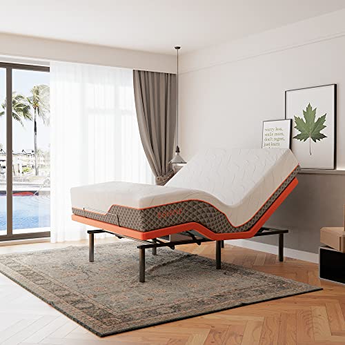 Split King Adjustable Bed Frame with Mattress - 14” Luxury Hybrid Mattress, Smart APP Contorl, Massage, Zero Gravity, Anti-Snore, 5 Minutes Installation, Head and Foot Incline, Medium Soft, Split King