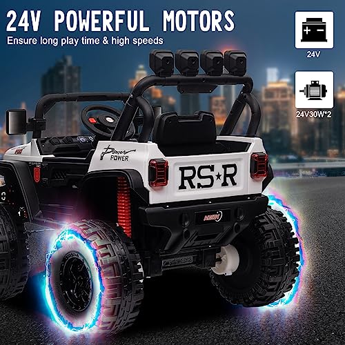 24V Ride On Car, Battery Powered Cars for Kids Ride On Truck with Remote Control Kids Electric Car Ride On Toy for Boys with 3 Speeds, MP3 Player, Bluetooth, Black