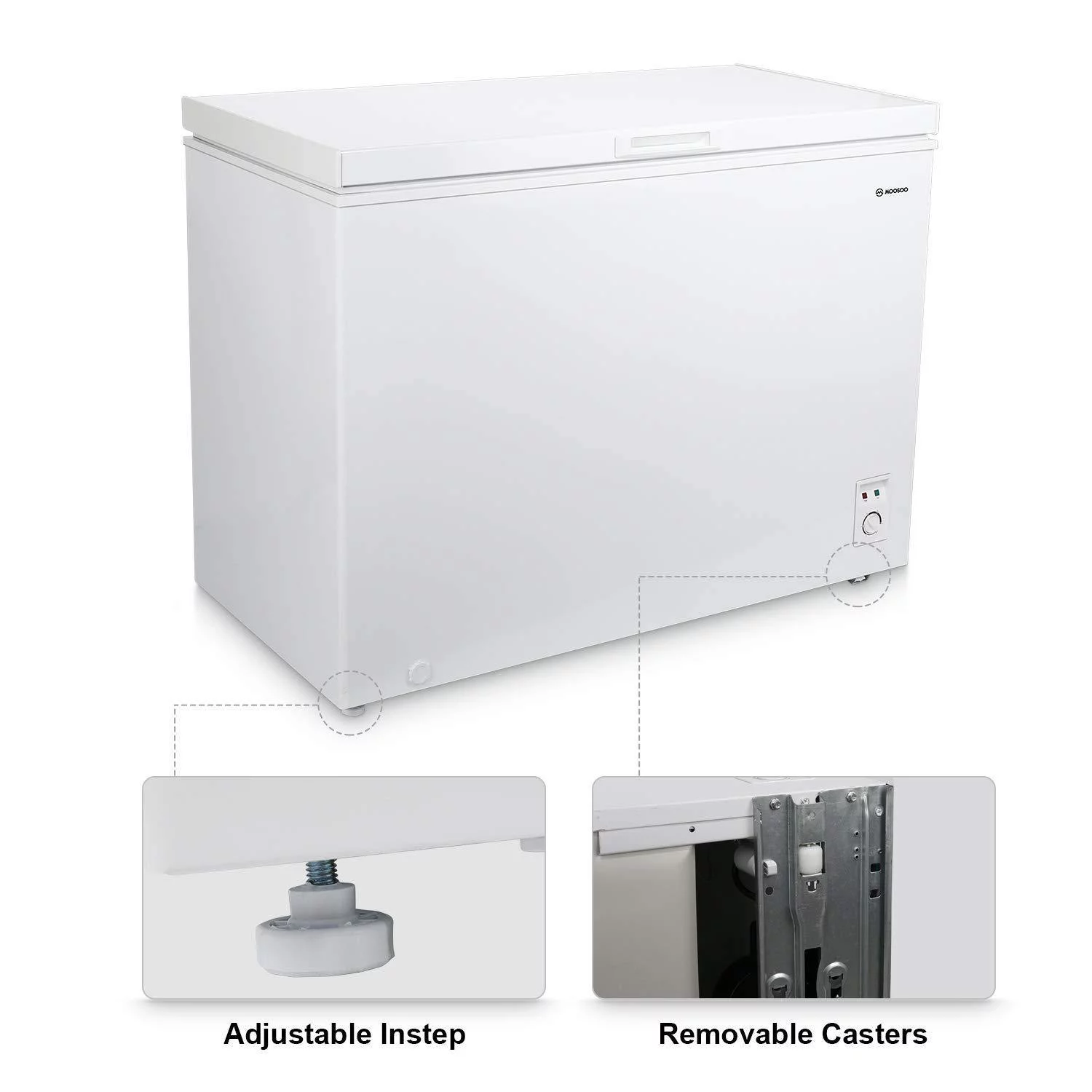 Chest Freezer MOOSOO 7.0 Cu ft Deep Freezer Chest Freezer with Energy Saving and Low-Noise, MD07, White