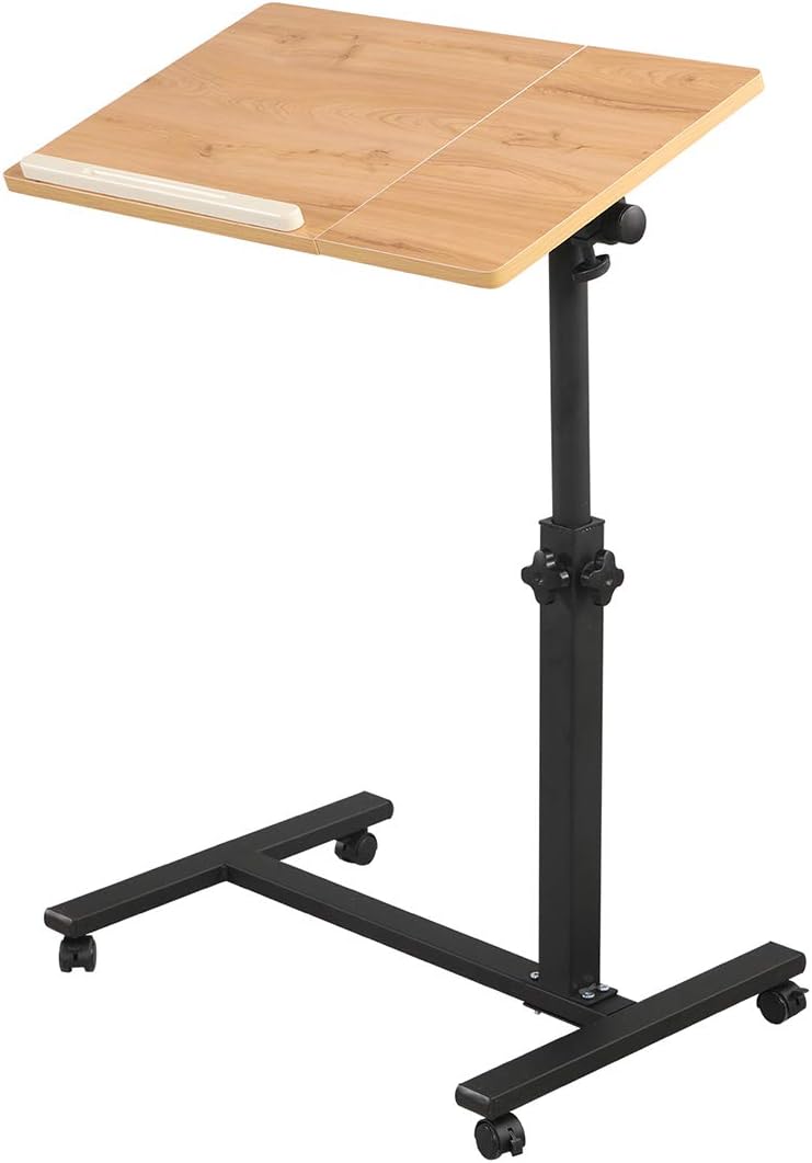 Rolling Laptop Table Lap Desk for Laptop Rolling Cart Tilting Overbed Bedside Table Overbed Desk Overbed Table with Wheels Adjustable Laptop Stand Sofa Side Table