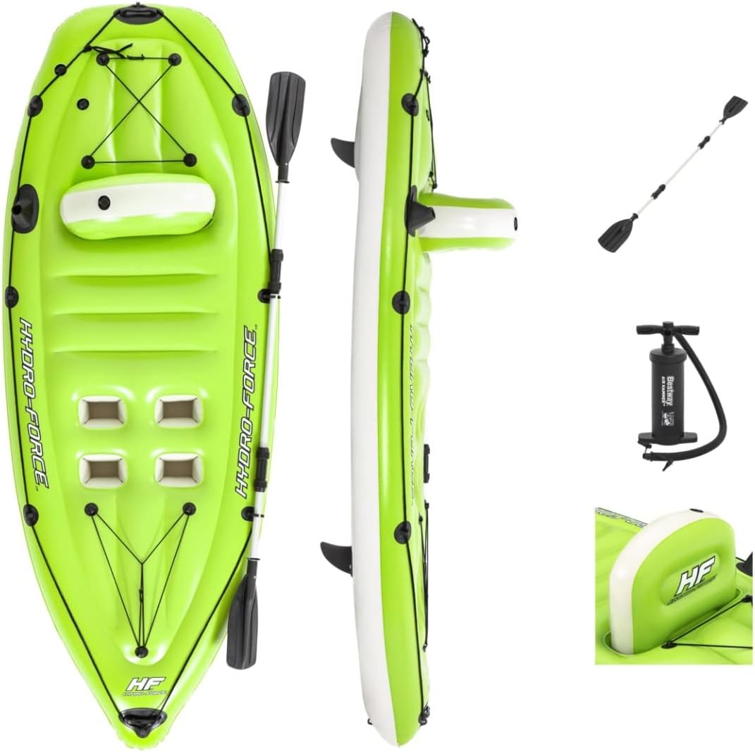 Bestway Hydro-Force inflatable kayak, Koracle Inflatable Boat Set for Fishing with Hand Pump and Paddle, 1 Person Capacity