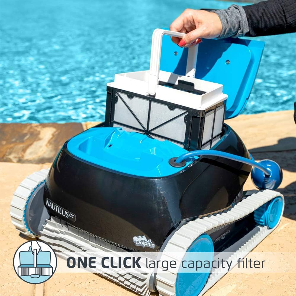 DOLPHIN Nautilus CC Automatic Robotic Pool Cleaner - Ideal for Above and In-Ground Swimming Pools up to 33 Feet - with Large Capacity Top Load Filter Basket…