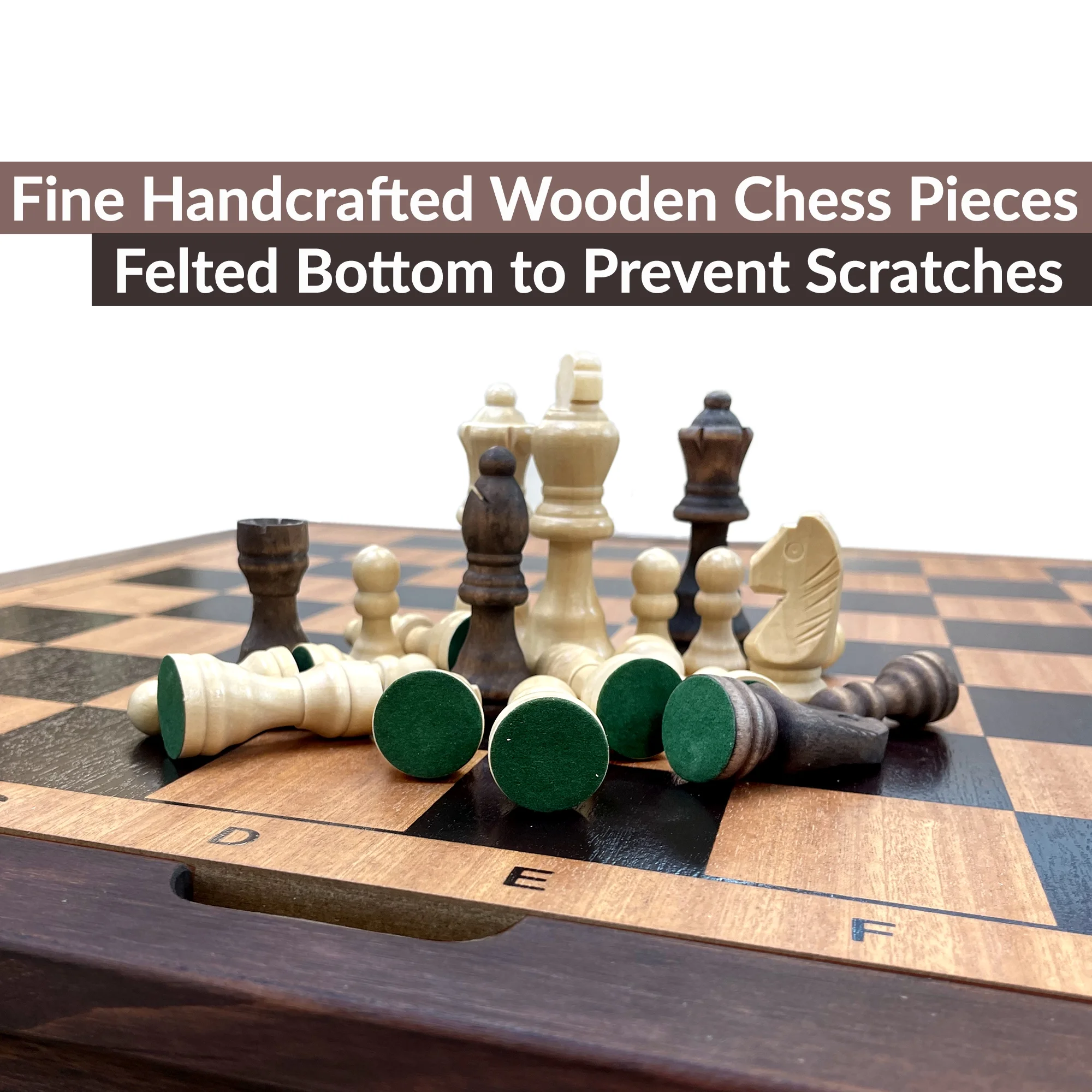Sterling Games Wooden Chess Checkers and Backgammon 3 in 1 Combo Game Table Furniture Set, 25" x 25", 4" King