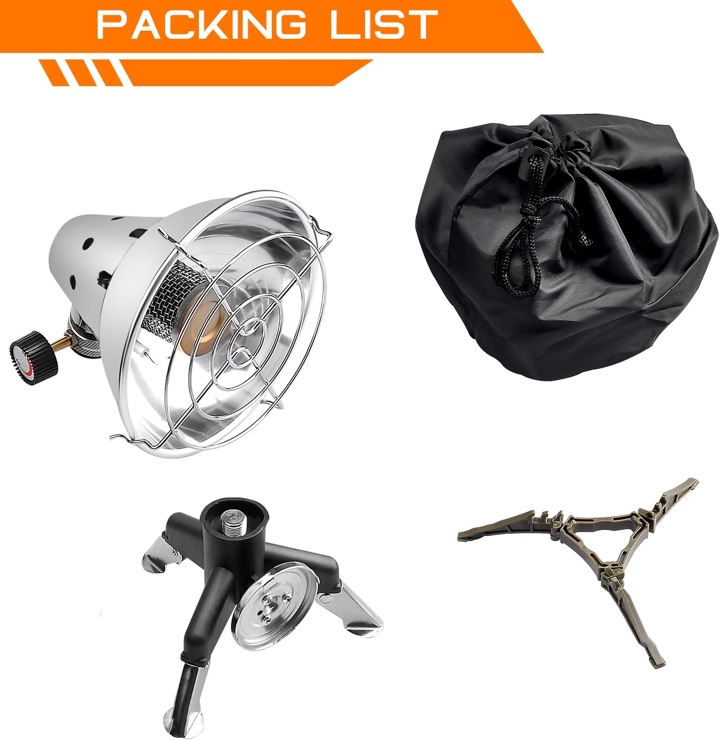 HEYPORK Outdoor Propane Butane Heater Stove,Portable Lightweight Warmer Heated Applicable to Gas Tank with Piezo Ignition Control Valve Warmth Tent Patio Camping Traveling Ice-Fishing Mini Heating