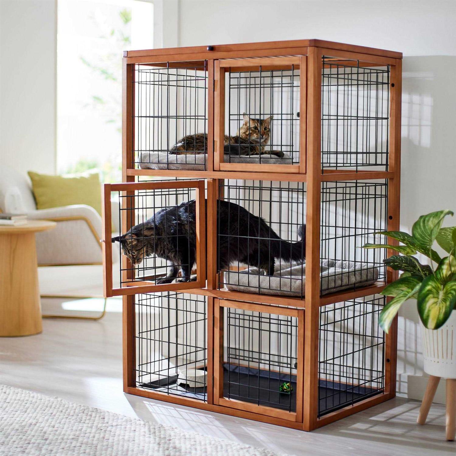 Frisco Collapsible Wood &amp; Wire Cat Cage Playpen - Pet Supplies online store