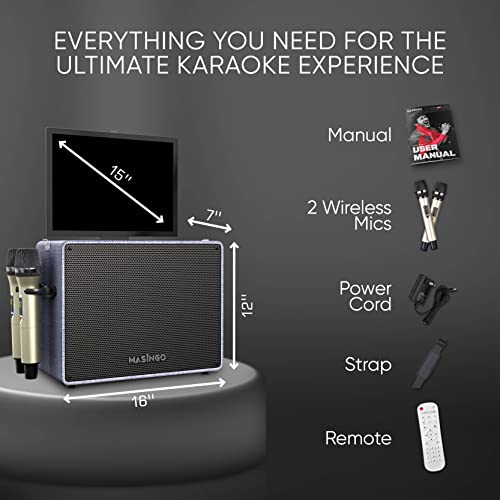 Professional Karaoke Machine with Lyrics Display Screen for Adults, 2 Wireless Microphones, Bluetooth Portable PA Speaker System Set with Built in 15" Touch Tablet with Android & WiFi, Alto X6