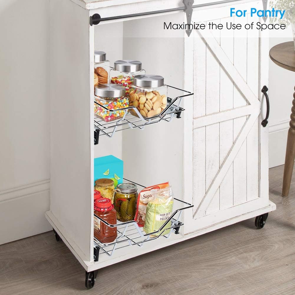 Kitchen Sliding Organizer, Cocoarm Pull Out Cabinet Shelf Sliding Drawer Organizer Chromes Wire Pots Pans Storage Basket for Kitchen Cabinet Bathroom, 12.4" Wide Fit Inside 15.7" Width Cabinet Pack of 2
