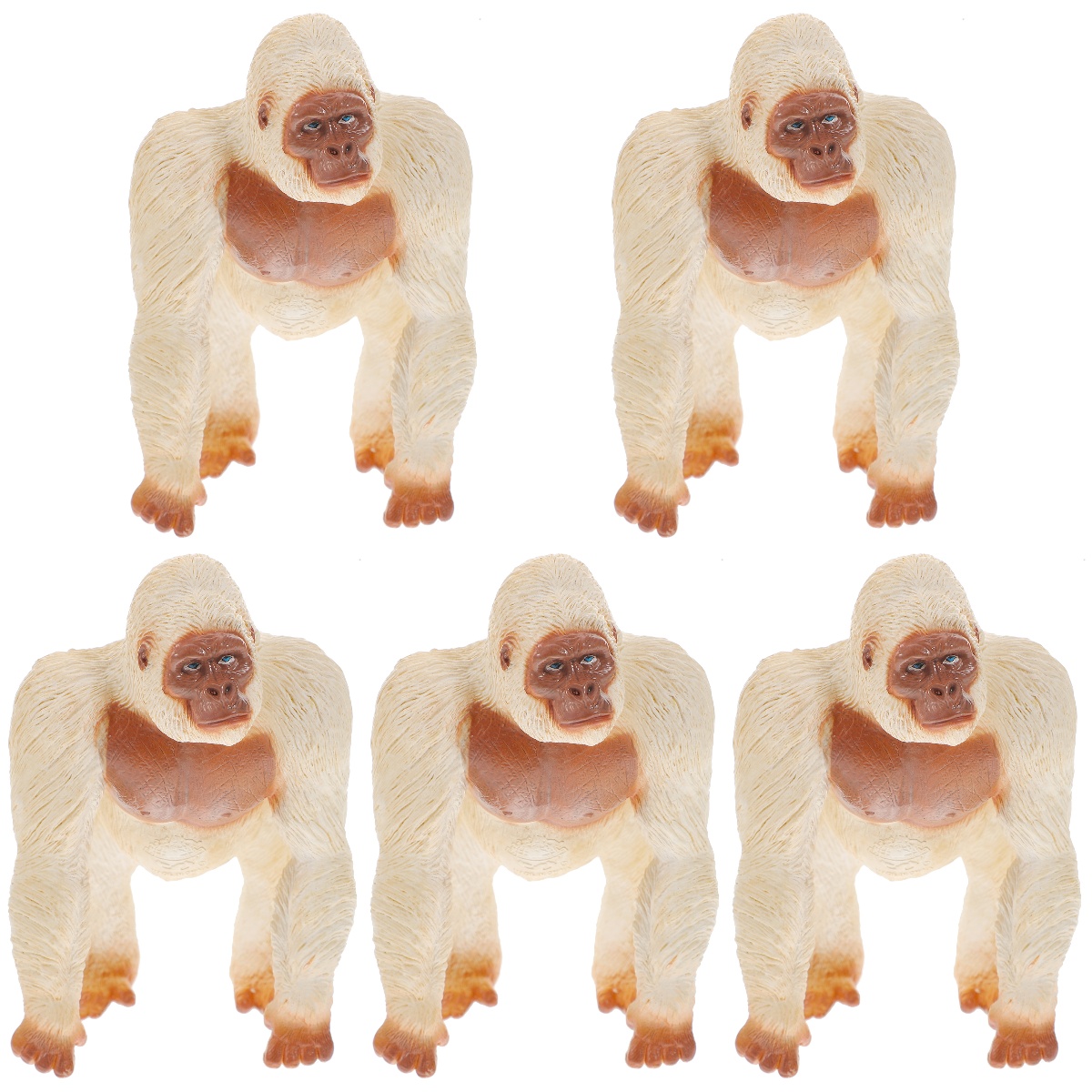 5 Count Decor Models Kids Educational Toys Mini Gorilla Figurine Chimpanzee Figure Forest Animal Figure Orangutan Toy Model Toy Puzzle White Plastic Child