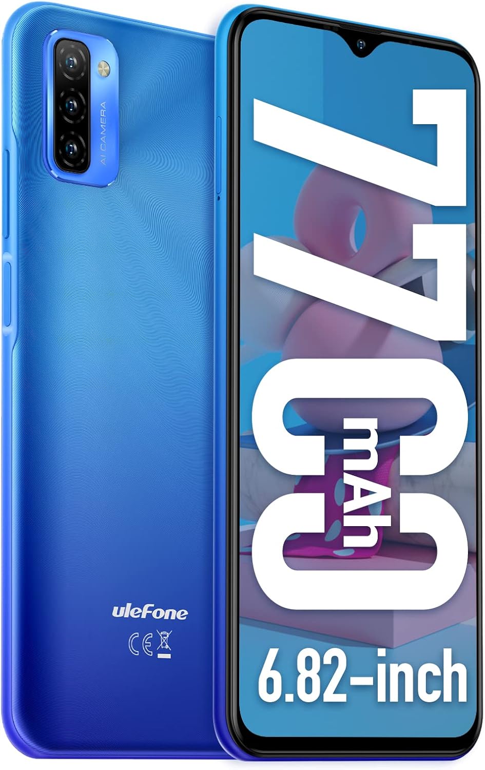 Unlocked Smartphones Ulefone Note 12P Android 11 Unlocked Cell Phones, Triple Rear Camera, Triple Card Slots, 6.82 Ultra-Large Screen, 7700mAh Global Bands, Lightweight Structure, US Version - Red