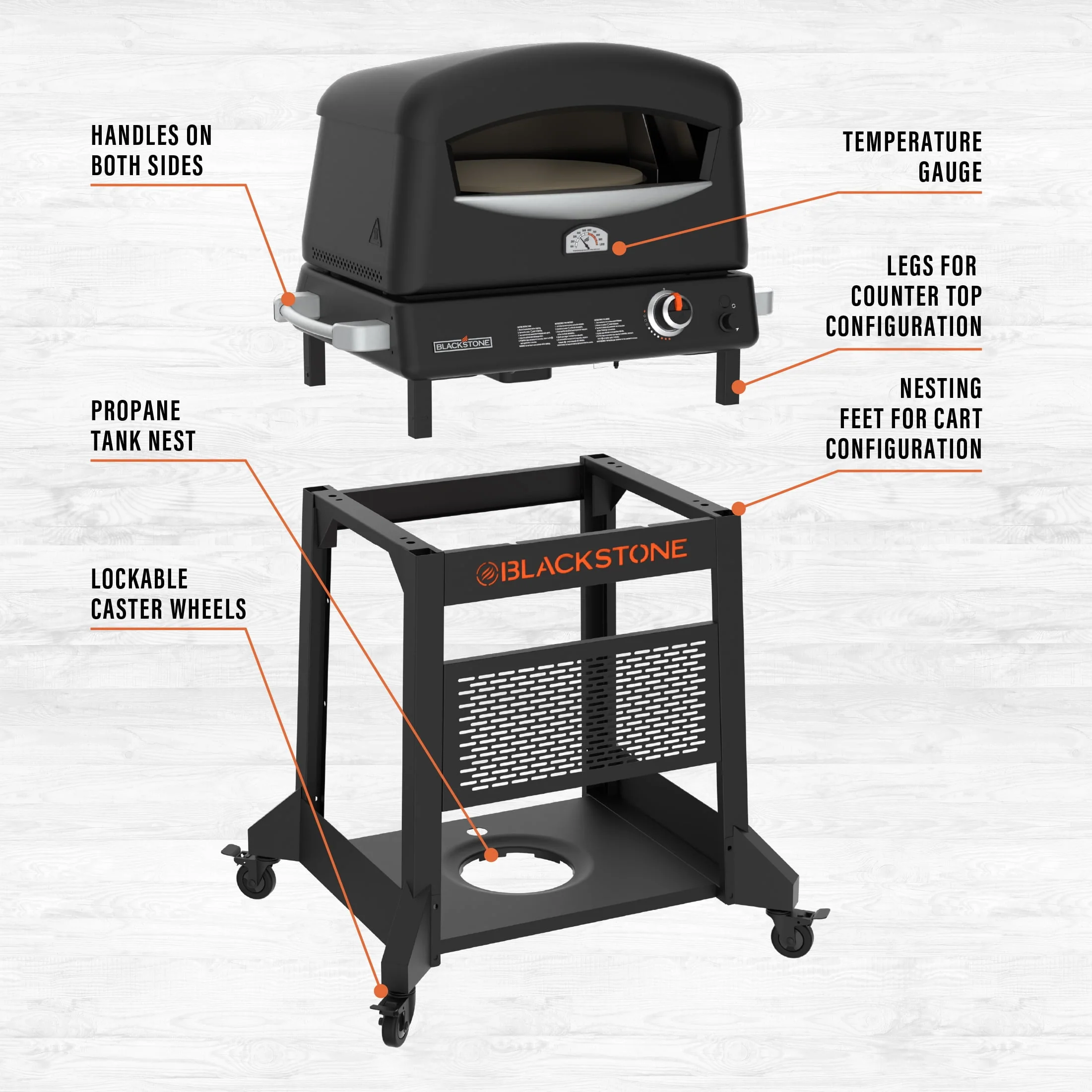 Blackstone Propane Pizza Oven with 16 Rotating Cordierite Stone and Mobile Stand