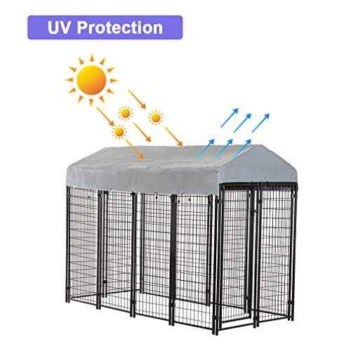 bestpet 8 x 4 x 6 ft dog kennel outdoor dog pen playpen house heavy duty dog crate metal galvanized welded pet animal camping - Pet Supplies online store