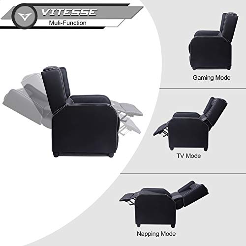 VITESSE Gaming Recliner Chair Racing Style Single Ergonomic Lounge Sofa Modern PU Leather Reclining Home Theater Seat for Living Gaming Room (Grey).