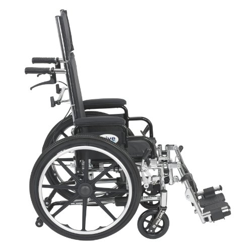 Drive Medical Viper Plus Light Weight Reclining Wheelchair with Elevating Leg Rests and Flip Back Detachable Arms, 14'' Seat
