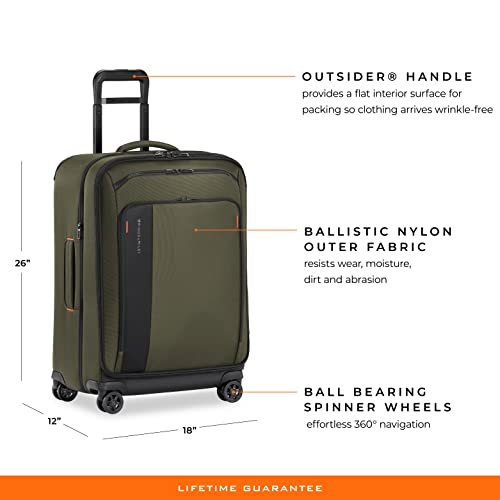 Briggs & Riley Domestic 22" Carry On Expandable Spinner - Luggage for Travel, Suitcases with Wheels, Softside Rolling Bag for Men & Women, Self-Repairing Zipper - ZDX Collection, Hunter